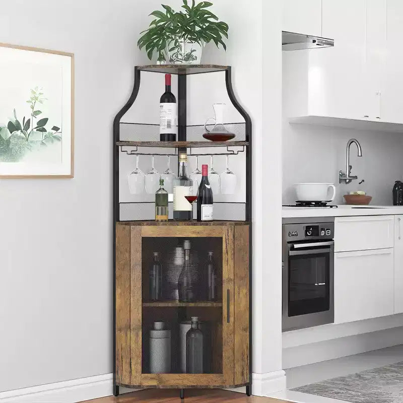 Angoliera portabottiglie, cantinetta portabottiglie in metallo, può contenere più di 50 bottiglie e bicchieri, portaoggetti da pavimento per cucina, sala da pranzo, ufficio e bar