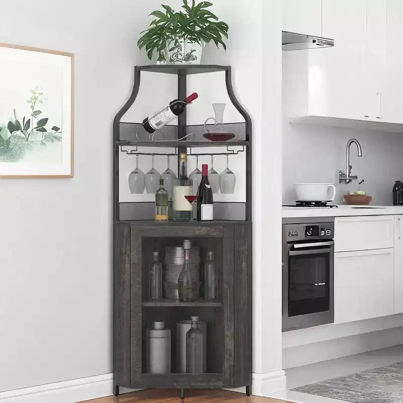 Angoliera portabottiglie, cantinetta portabottiglie in metallo, può contenere più di 50 bottiglie e bicchieri, portaoggetti da pavimento per cucina, sala da pranzo, ufficio e bar