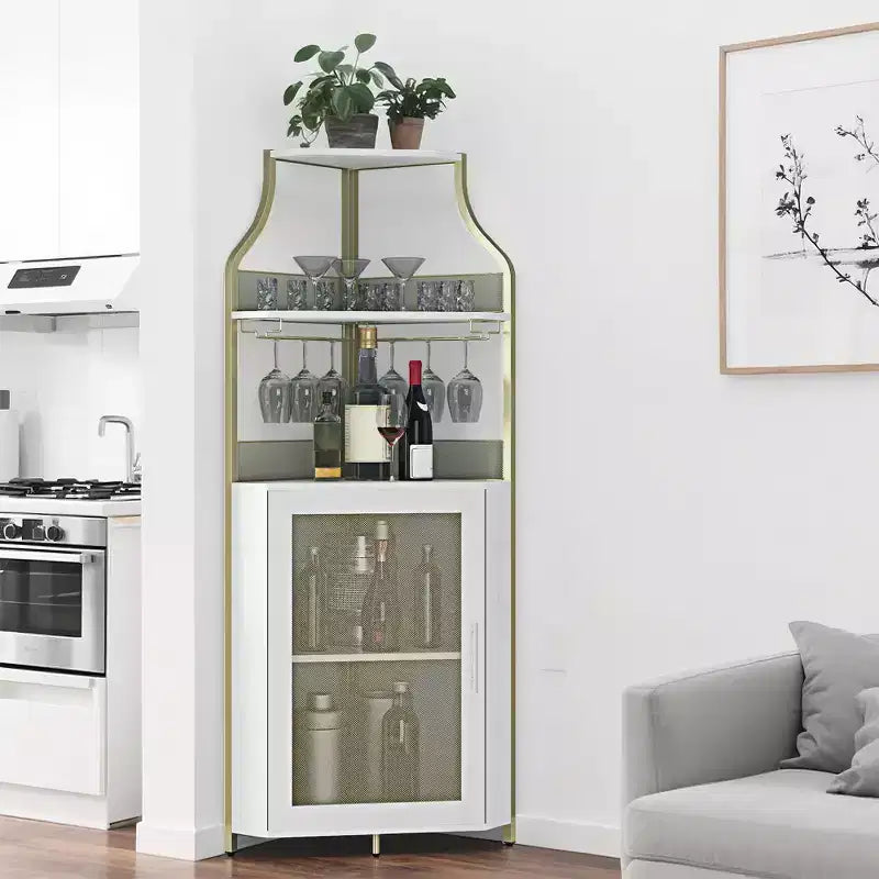 Angoliera portabottiglie, cantinetta portabottiglie in metallo, può contenere più di 50 bottiglie e bicchieri, portaoggetti da pavimento per cucina, sala da pranzo, ufficio e bar