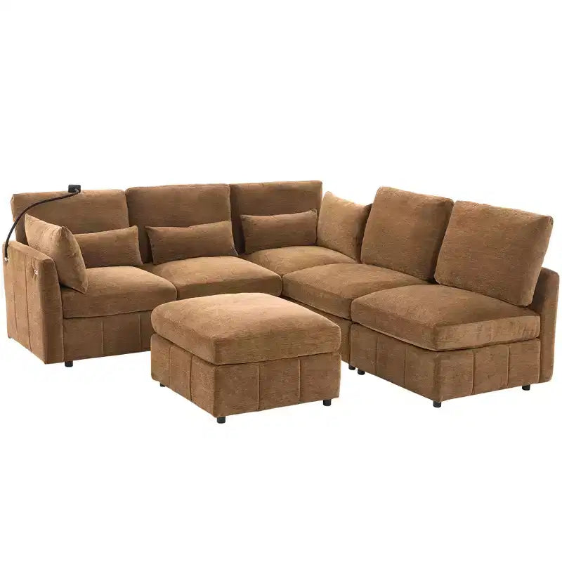 Divano componibile modulare multifunzionale Merax con pouf mobile
