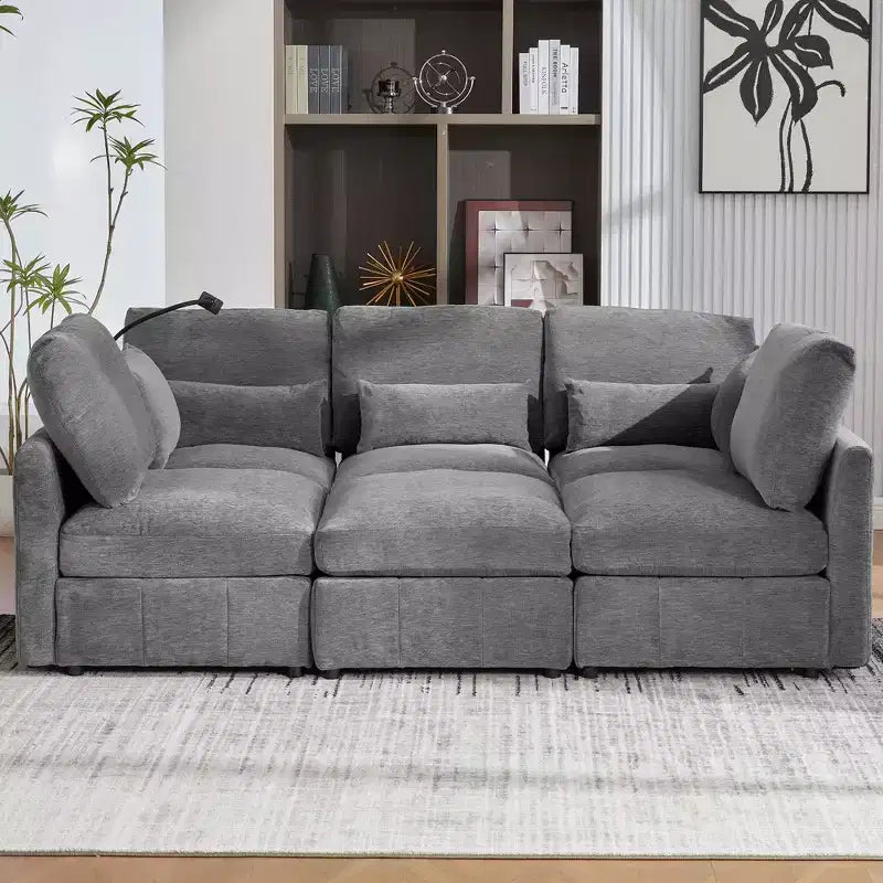Divano componibile modulare multifunzionale Merax con pouf mobile