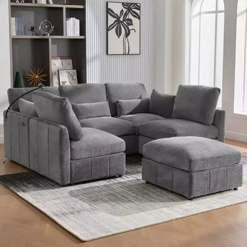 Divano componibile modulare multifunzionale Merax con pouf mobile