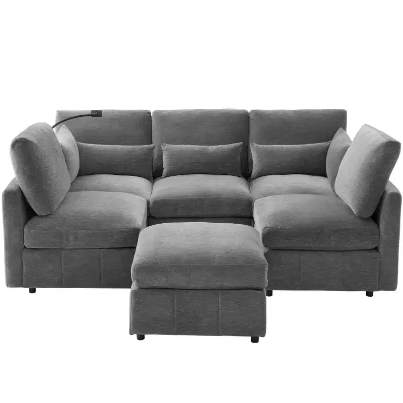 Divano componibile modulare multifunzionale Merax con pouf mobile