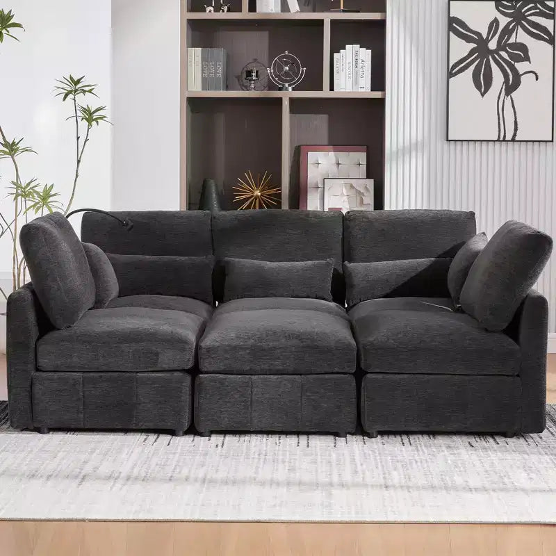 Divano componibile modulare multifunzionale Merax con pouf mobile