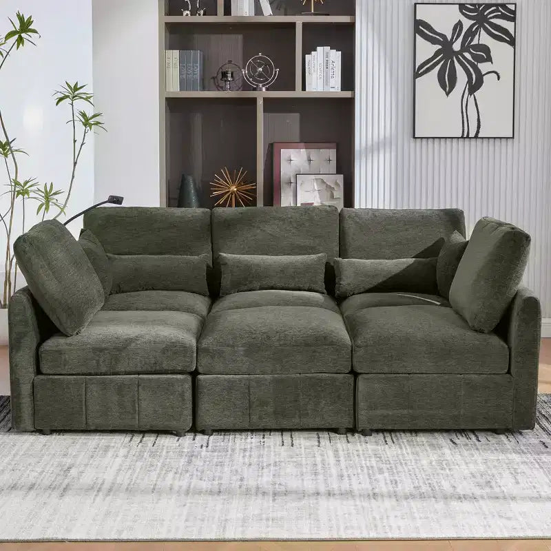 Divano componibile modulare multifunzionale Merax con pouf mobile