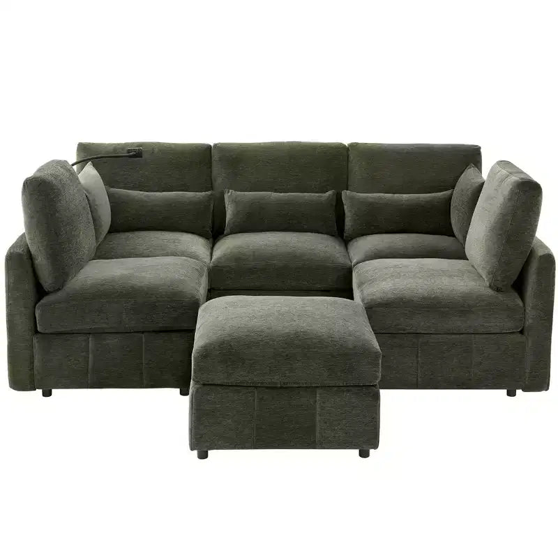 Divano componibile modulare multifunzionale Merax con pouf mobile