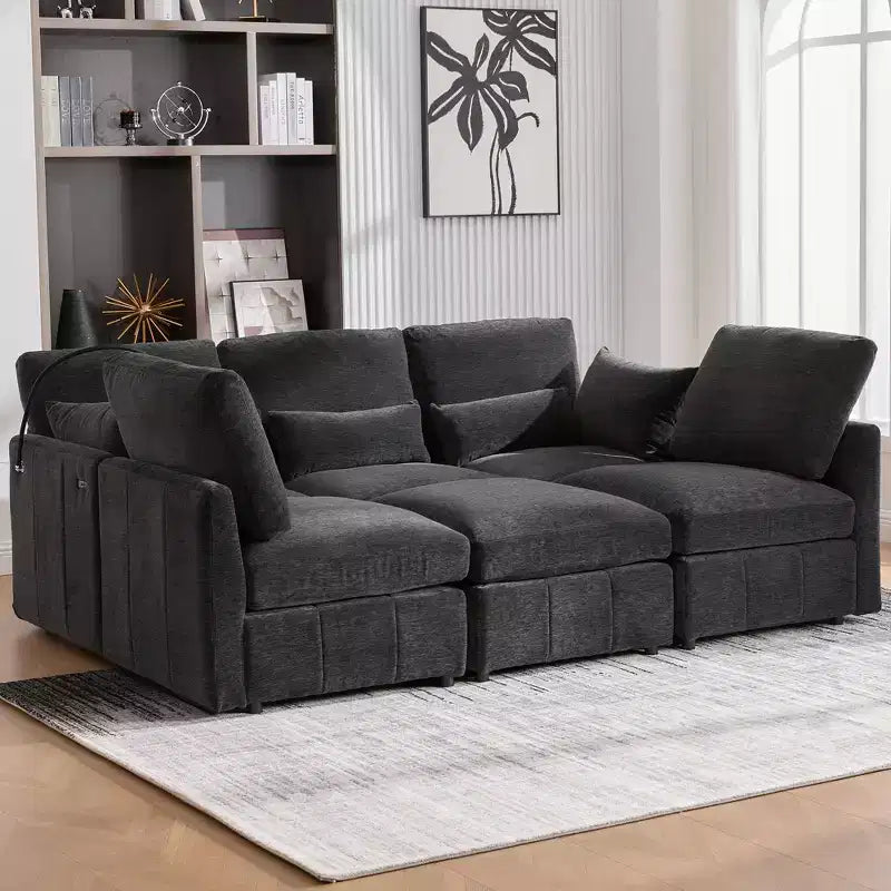 Divano componibile modulare multifunzionale Merax con pouf mobile