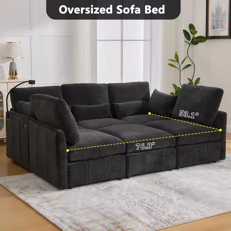 Divano componibile modulare multifunzionale Merax con pouf mobile