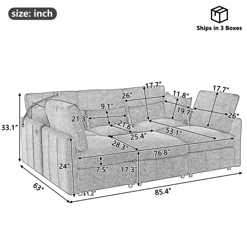 Divano componibile modulare multifunzionale Merax con pouf mobile