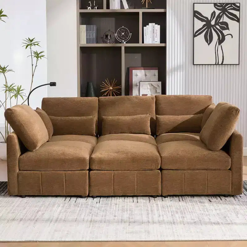 Divano componibile modulare multifunzionale Merax con pouf mobile