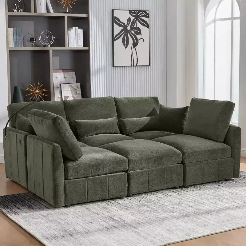 Divano componibile modulare multifunzionale Merax con pouf mobile