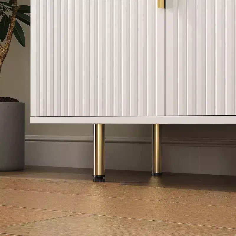 Meuble de rangement Okak Buffet, Buffet cannelé avec portes et étagères réglables, Console de bar à café pour salon/salle à manger