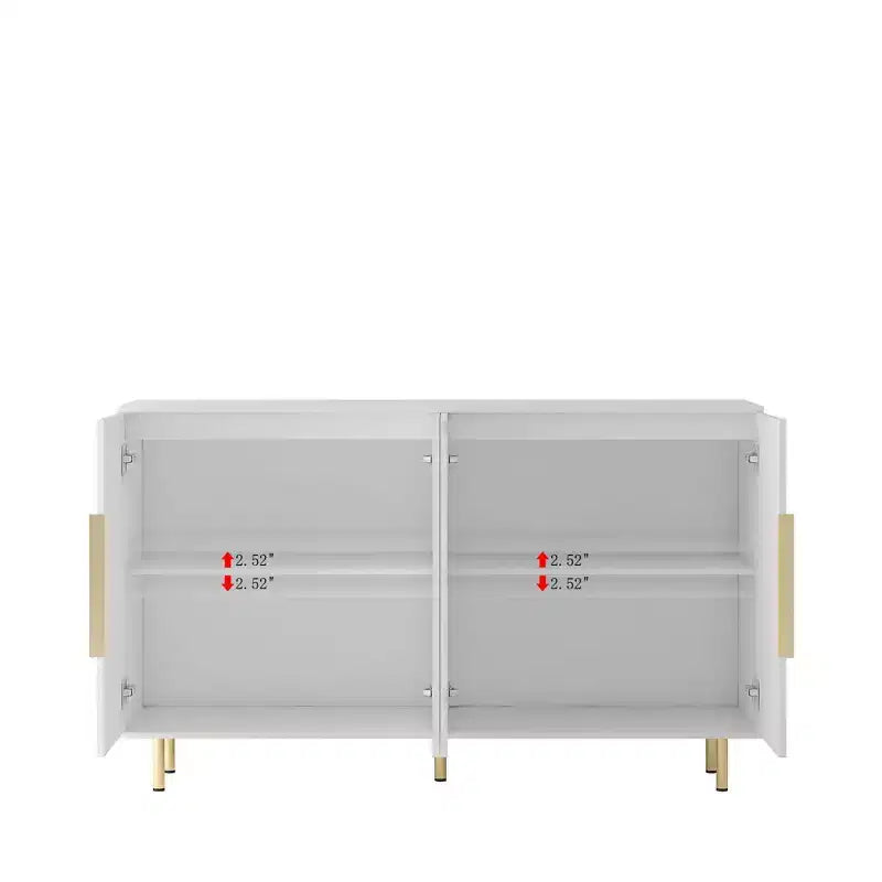 Meuble de rangement Okak Buffet, Buffet cannelé avec portes et étagères réglables, Console de bar à café pour salon/salle à manger