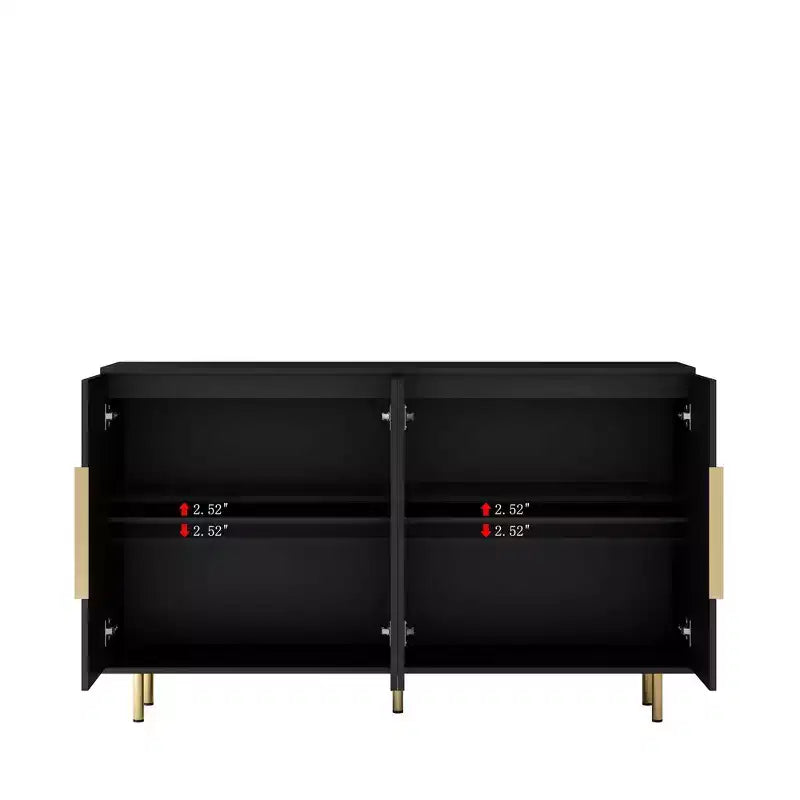 Meuble de rangement Okak Buffet, Buffet cannelé avec portes et étagères réglables, Console de bar à café pour salon/salle à manger