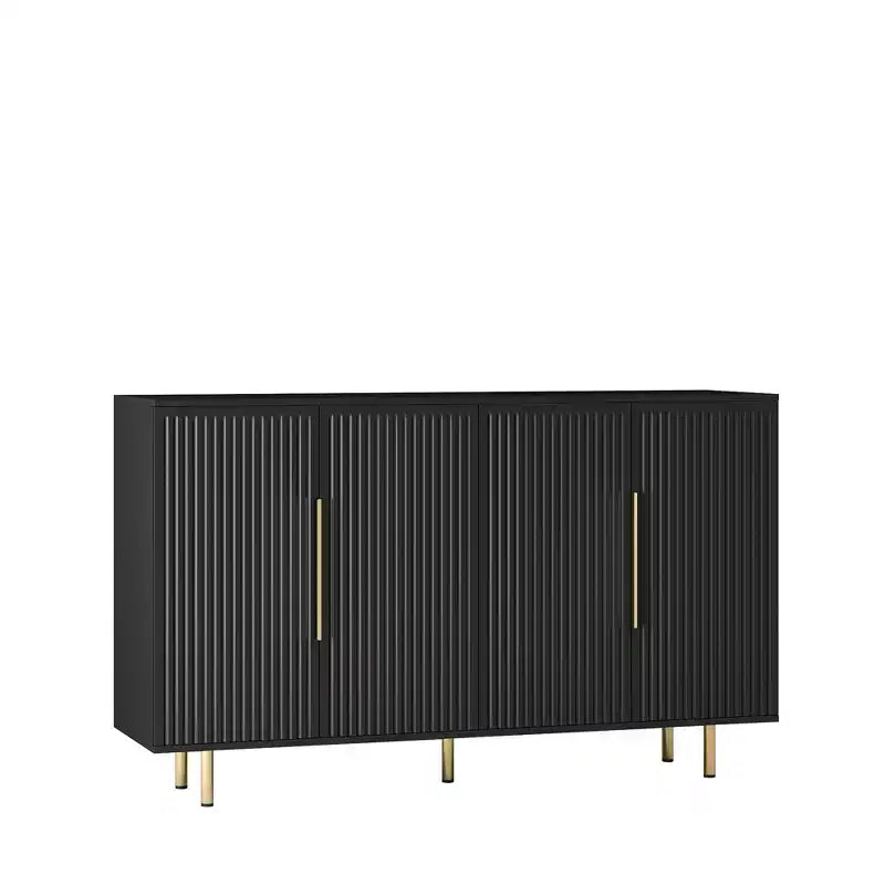 Meuble de rangement Okak Buffet, Buffet cannelé avec portes et étagères réglables, Console de bar à café pour salon/salle à manger