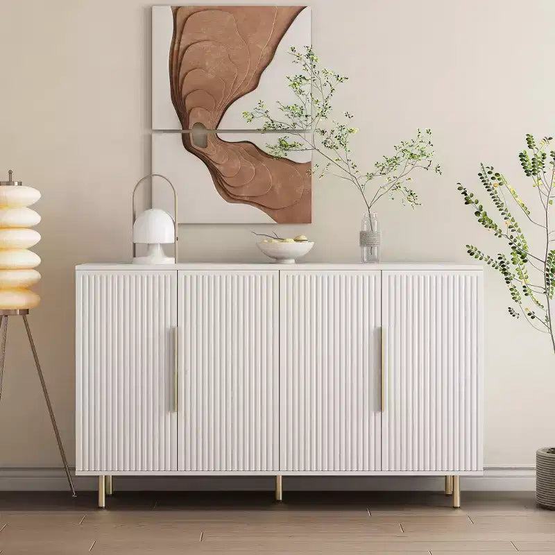 Okak Buffet Cabinet with Storage, Fluted Sideboard with Doors & Adjustable Shelves, Accent Console Table Coffee Bar for Living/Dining Room