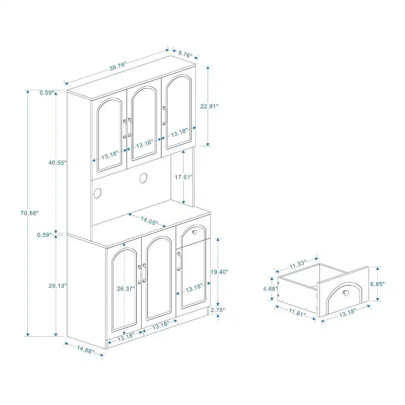 Okak 71 Meuble de Buffet Autoportant avec Rangement, Armoire de Garde-Manger Moderne, Desserte avec Support pour Micro-ondes pour Cuisine Salon