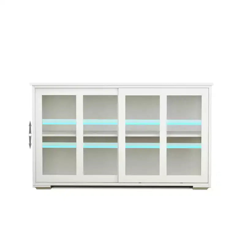 Okak Buffet Credenza con Ante in Vetro, Mobile Contenitore da Cucina, Credenza per Soggiorno e Sala da Pranzo