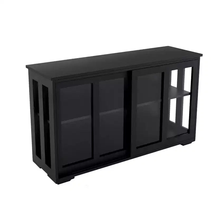Okak Buffet Credenza con Ante in Vetro, Mobile Contenitore da Cucina, Credenza per Soggiorno e Sala da Pranzo