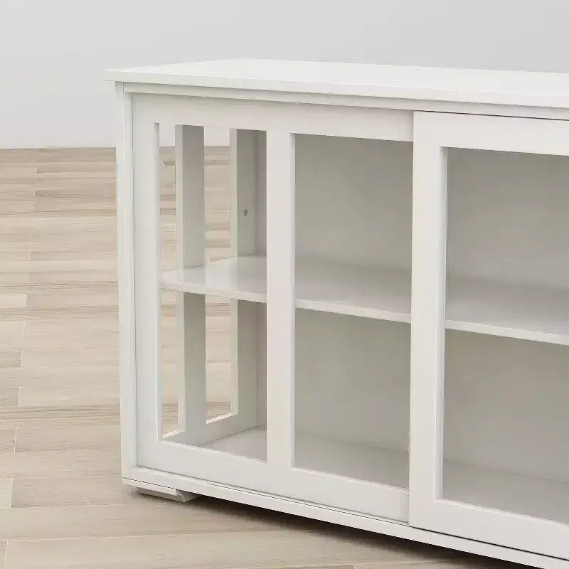 Okak Buffet Credenza con Ante in Vetro, Mobile Contenitore da Cucina, Credenza per Soggiorno e Sala da Pranzo
