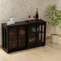 Okak Buffet Credenza con Ante in Vetro, Mobile Contenitore da Cucina, Credenza per Soggiorno e Sala da Pranzo