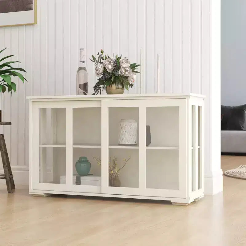 Okak Buffet Cabinet with Storage, Kitchen Sideboard with Glass Doors, Accent Coffee Bar Table Cabinet for Living Room Dining Room