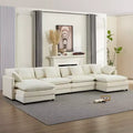 Mjkone 148'' Oversized Modular Sectional Sofa, U-Shaped 6-Seat Chenille Upholstered Deep Seat Sofa with 2 Ottomans