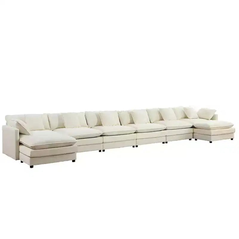 Mjkone Divano componibile a U da 217'', Divano cloud a 8 posti con pouf e cuscini, Divano letto con seduta profonda