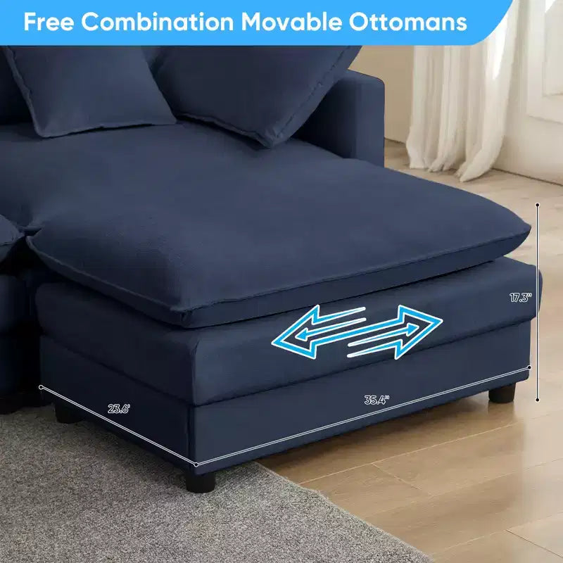Mjkone Divano componibile a U da 217'', Divano cloud a 8 posti con pouf e cuscini, Divano letto con seduta profonda