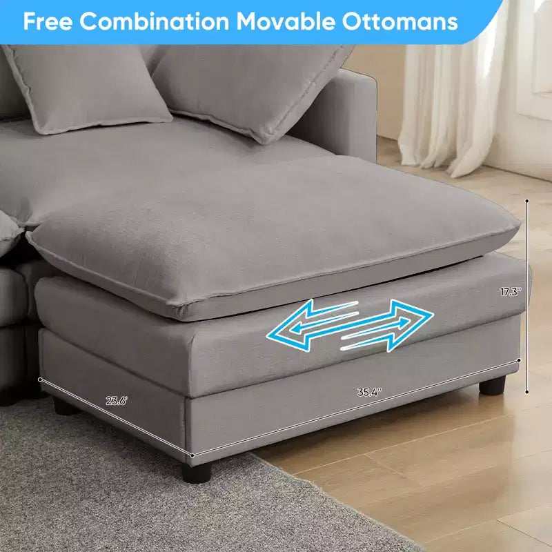 Mjkone Divano componibile a U da 217'', Divano cloud a 8 posti con pouf e cuscini, Divano letto con seduta profonda