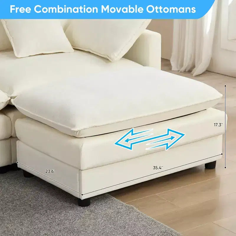 Mjkone Divano componibile a U da 217'', Divano cloud a 8 posti con pouf e cuscini, Divano letto con seduta profonda