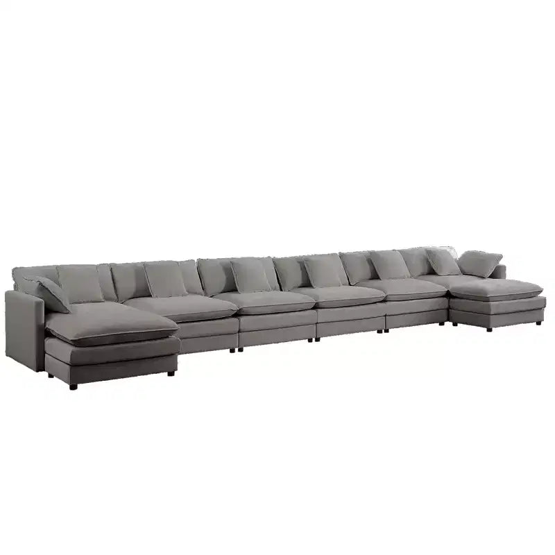 Mjkone Divano componibile a U da 217'', Divano cloud a 8 posti con pouf e cuscini, Divano letto con seduta profonda