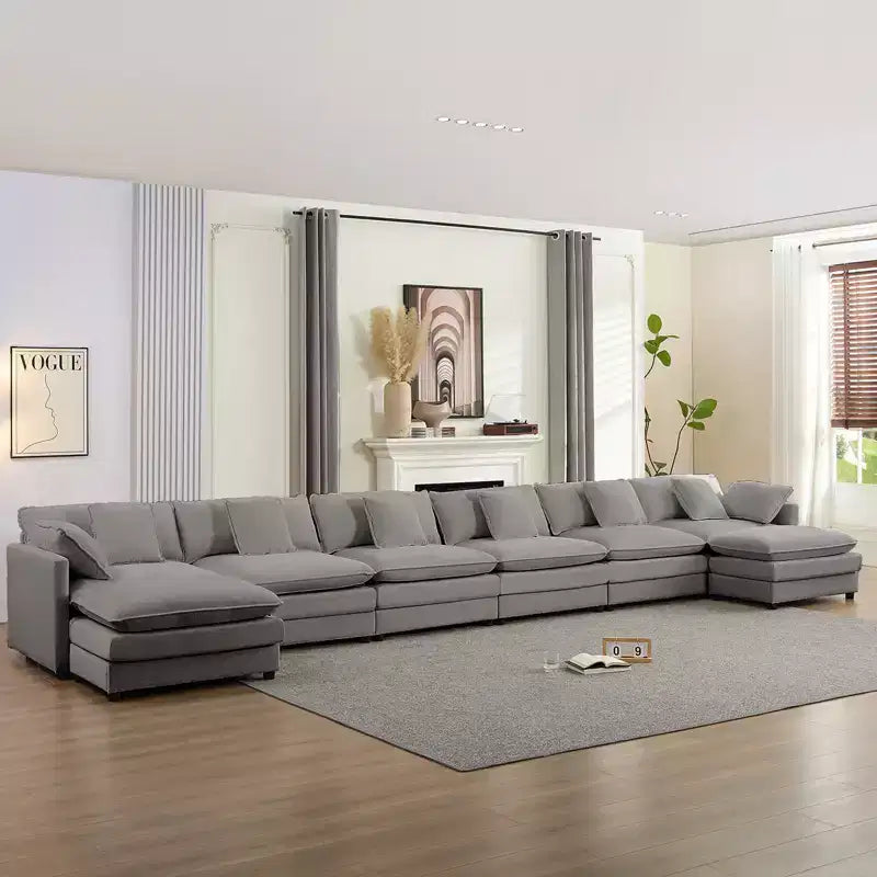 Mjkone Divano componibile a U da 217'', Divano cloud a 8 posti con pouf e cuscini, Divano letto con seduta profonda
