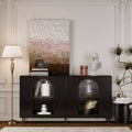Accent Cabinet Lacquered Wooden Cabinet with 4 Glass Doors Sideboard Buffet Server Cabinet Storage Cabinet