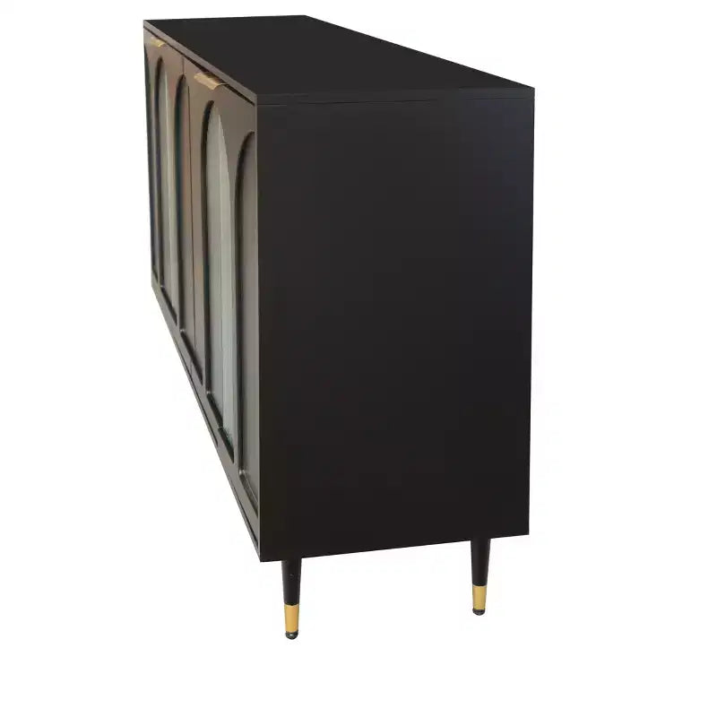 Mobiletto accentato in legno laccato con 4 ante in vetro Credenza Buffet Server Armadietto contenitore