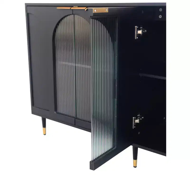 Mobiletto accentato in legno laccato con 4 ante in vetro Credenza Buffet Server Armadietto contenitore
