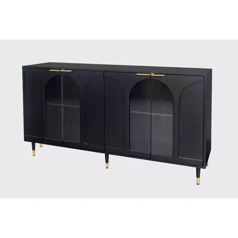 Mobiletto accentato in legno laccato con 4 ante in vetro Credenza Buffet Server Armadietto contenitore