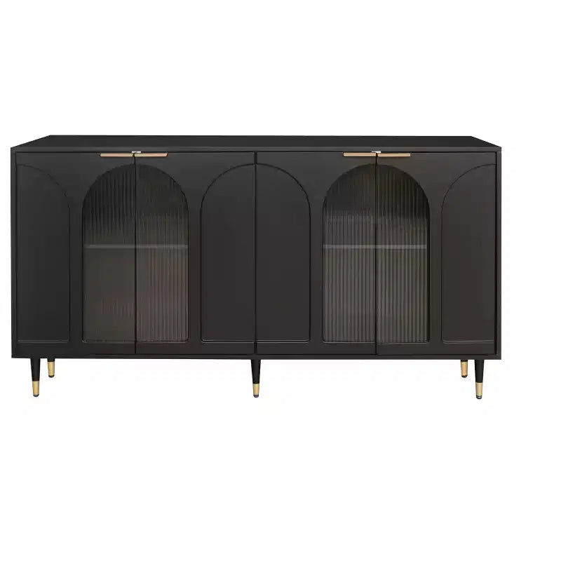 Mobiletto accentato in legno laccato con 4 ante in vetro Credenza Buffet Server Armadietto contenitore