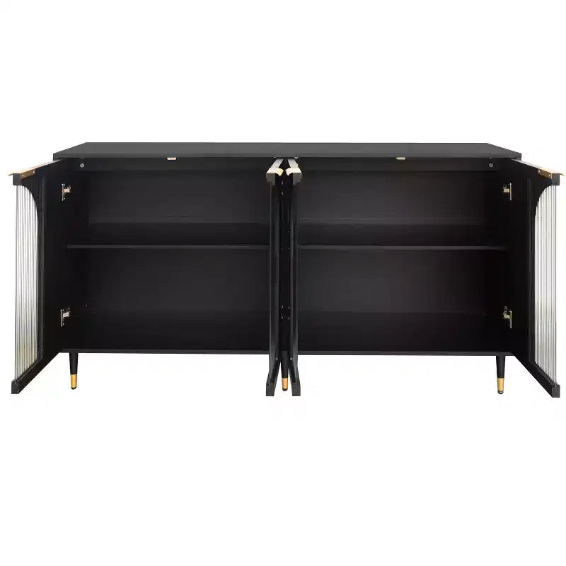 Mobiletto accentato in legno laccato con 4 ante in vetro Credenza Buffet Server Armadietto contenitore