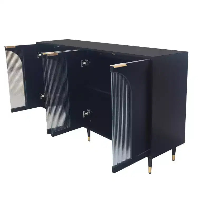 Mobiletto accentato in legno laccato con 4 ante in vetro Credenza Buffet Server Armadietto contenitore