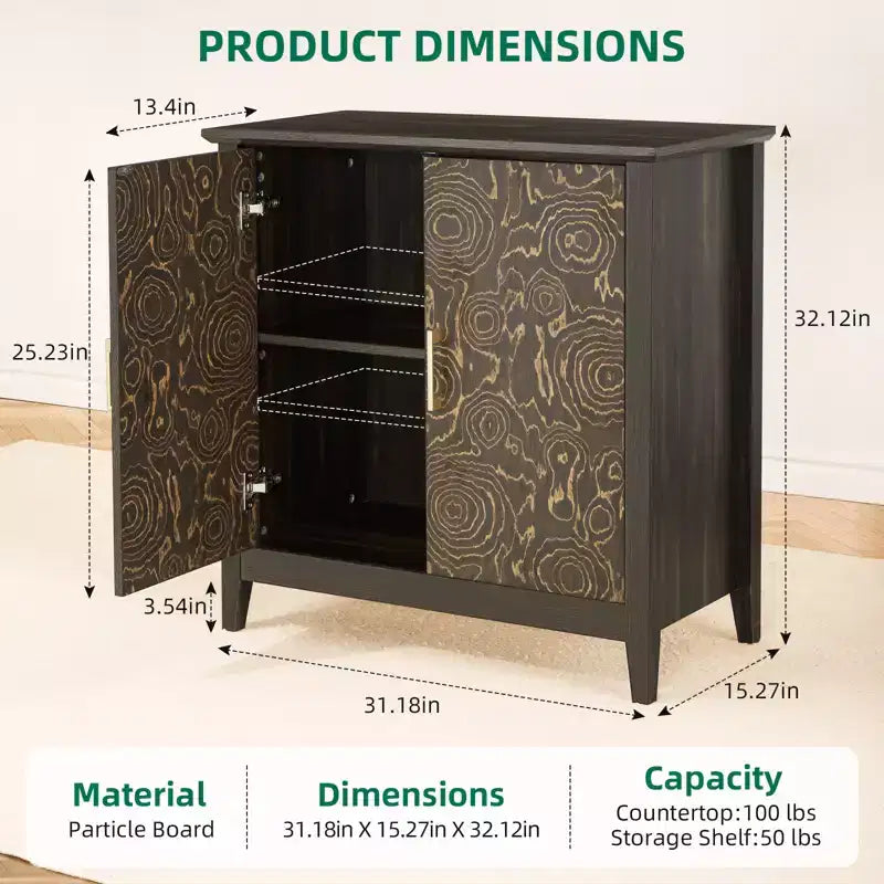 Mobiletto contenitore a 2 ante con ripiano regolabile, credenza a buffet con gambe in legno, armadietto decorativo per soggiorno, camera da letto, ingresso