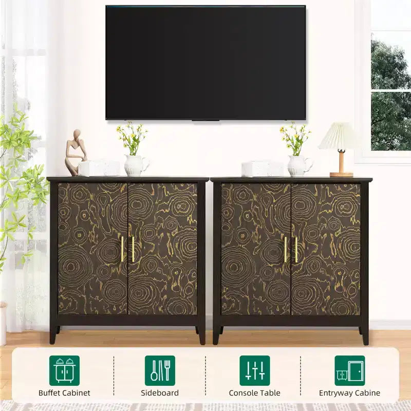 Mobiletto contenitore a 2 ante con ripiano regolabile, credenza a buffet con gambe in legno, armadietto decorativo per soggiorno, camera da letto, ingresso