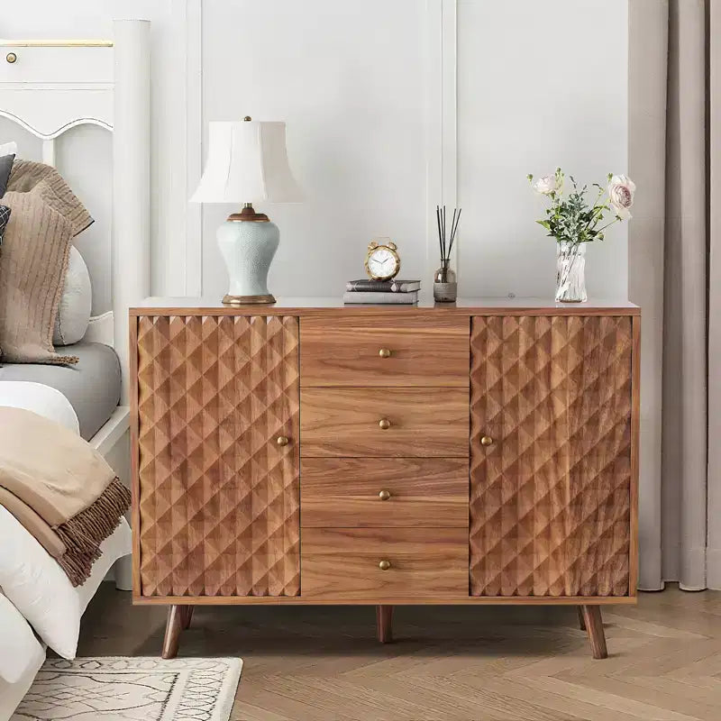 47.2 W Sideboard Buffets Cabinet with 4 Drawers, Buffets Cabinet with Storage, Wood Farmhouse, Buffet Cabinets with Storage 2 Door for Living Room