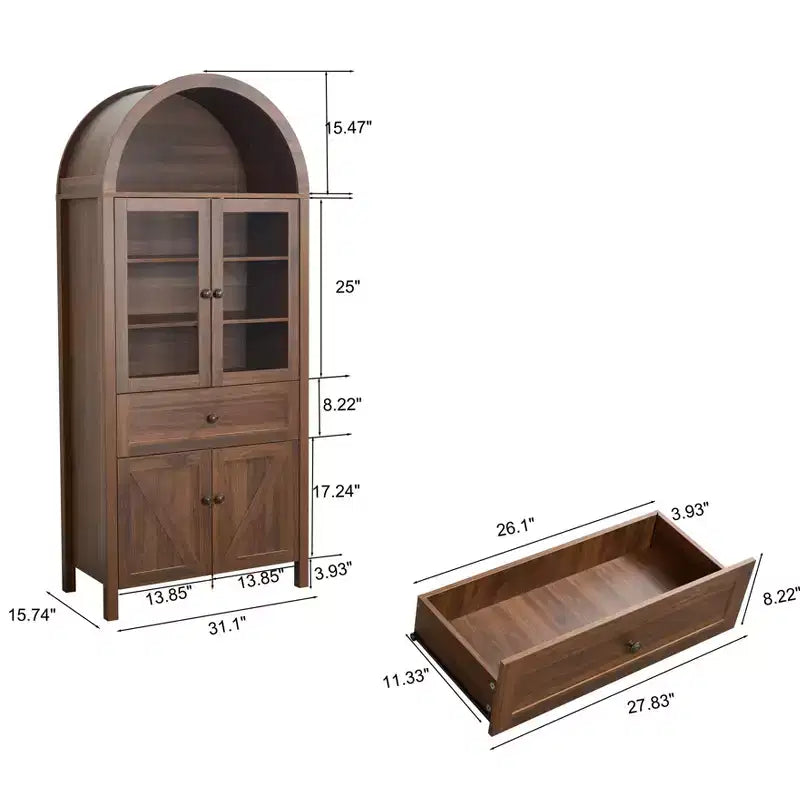 Okak Dome Mobile Dispensa da Cucina, Armadio Alto con Cassetto e 4 Ante, Credenza Versatile per Soggiorno Sala da Pranzo