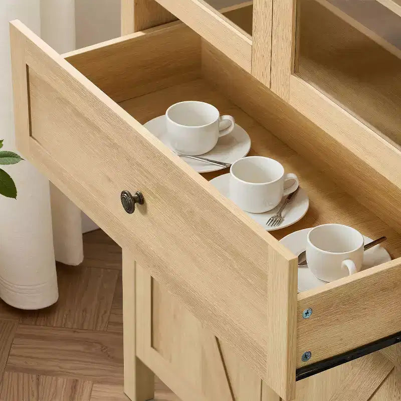 Okak Dome Mobile Dispensa da Cucina, Armadio Alto con Cassetto e 4 Ante, Credenza Versatile per Soggiorno Sala da Pranzo