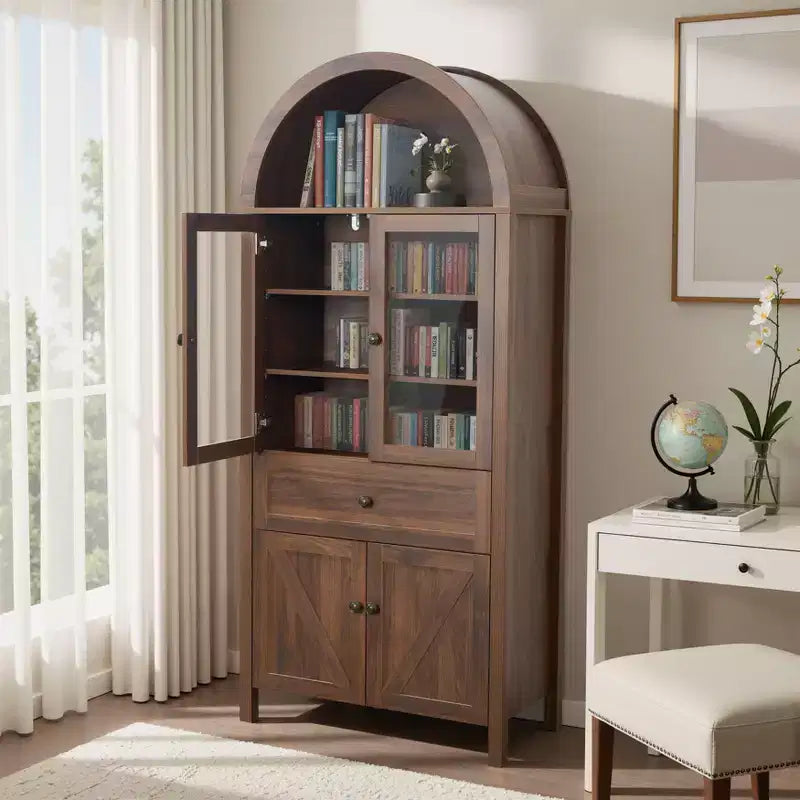 Okak Dome Mobile Dispensa da Cucina, Armadio Alto con Cassetto e 4 Ante, Credenza Versatile per Soggiorno Sala da Pranzo