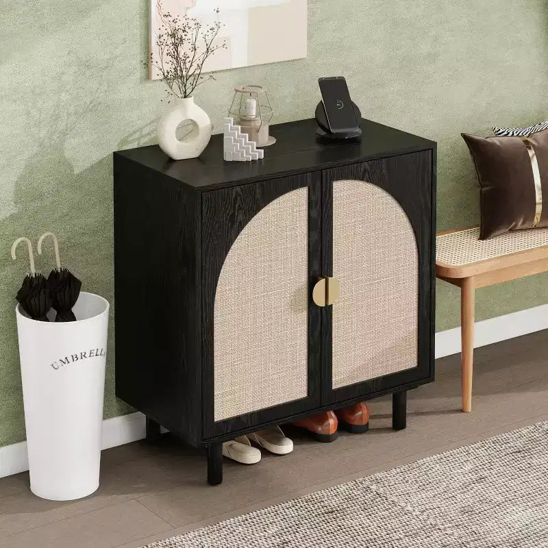 Okak Credenza in Legno, Madia Decorativa con 2 Ante e Ripiani Regolabili, Tavolo Consolle per Cucina, Soggiorno/Sala da Pranzo
