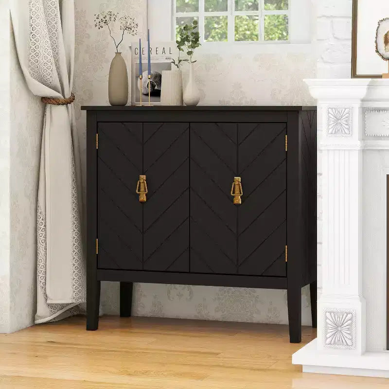 Okak Credenza in Legno, Madia Decorativa con 2 Ante e Ripiani Regolabili, Tavolo Consolle per Cucina, Soggiorno/Sala da Pranzo