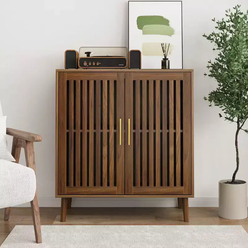 Okak Credenza in Legno, Madia Decorativa con 2 Ante e Ripiani Regolabili, Tavolo Consolle per Cucina, Soggiorno/Sala da Pranzo