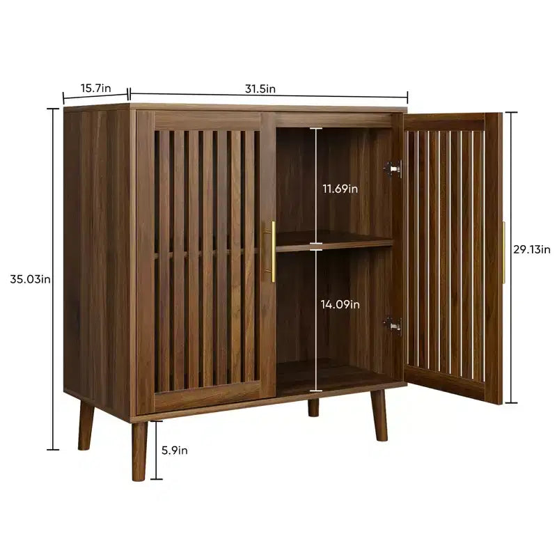 Okak Credenza in Legno, Madia Decorativa con 2 Ante e Ripiani Regolabili, Tavolo Consolle per Cucina, Soggiorno/Sala da Pranzo